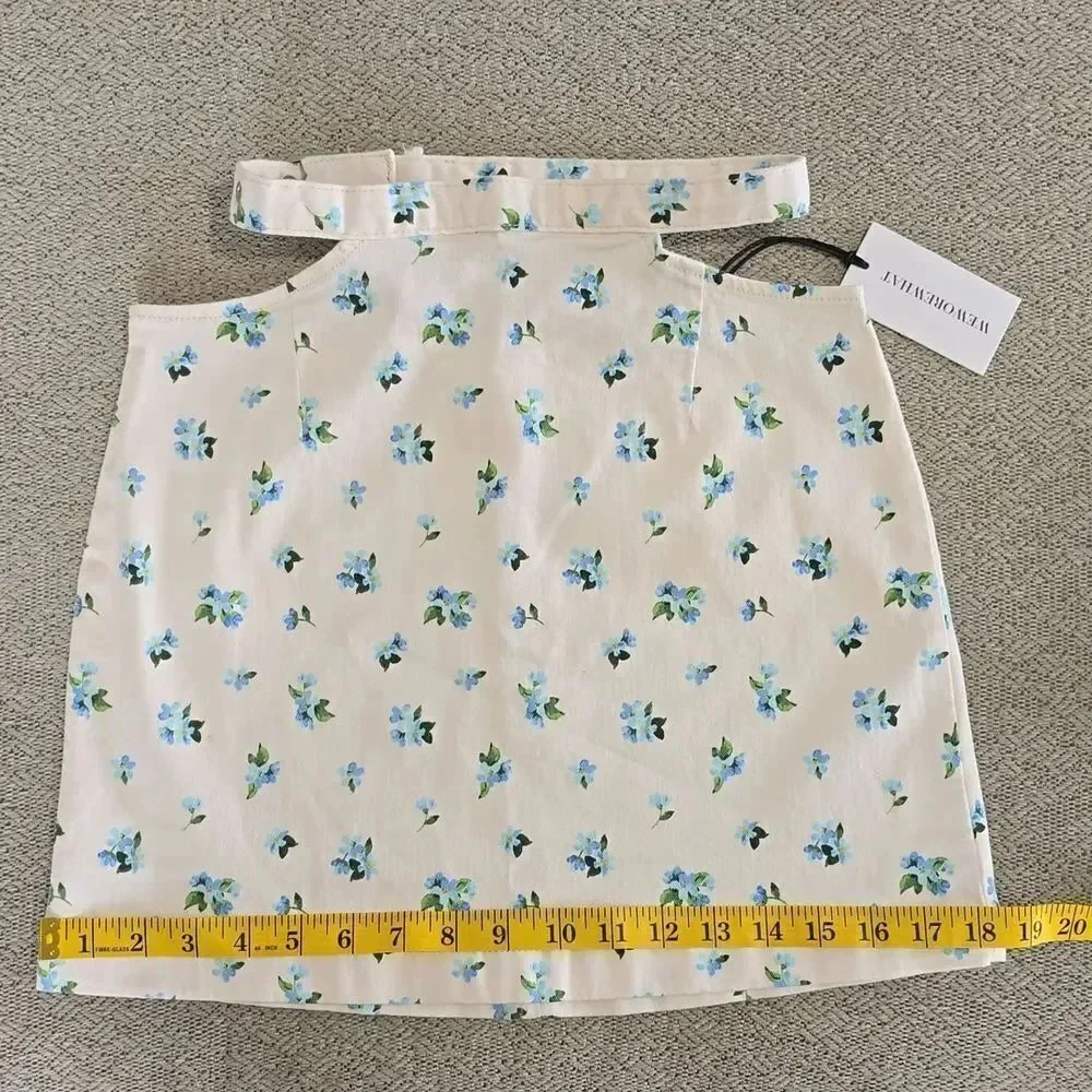 Weworewhat Denim Cut Out Floral Skirt - Size XS